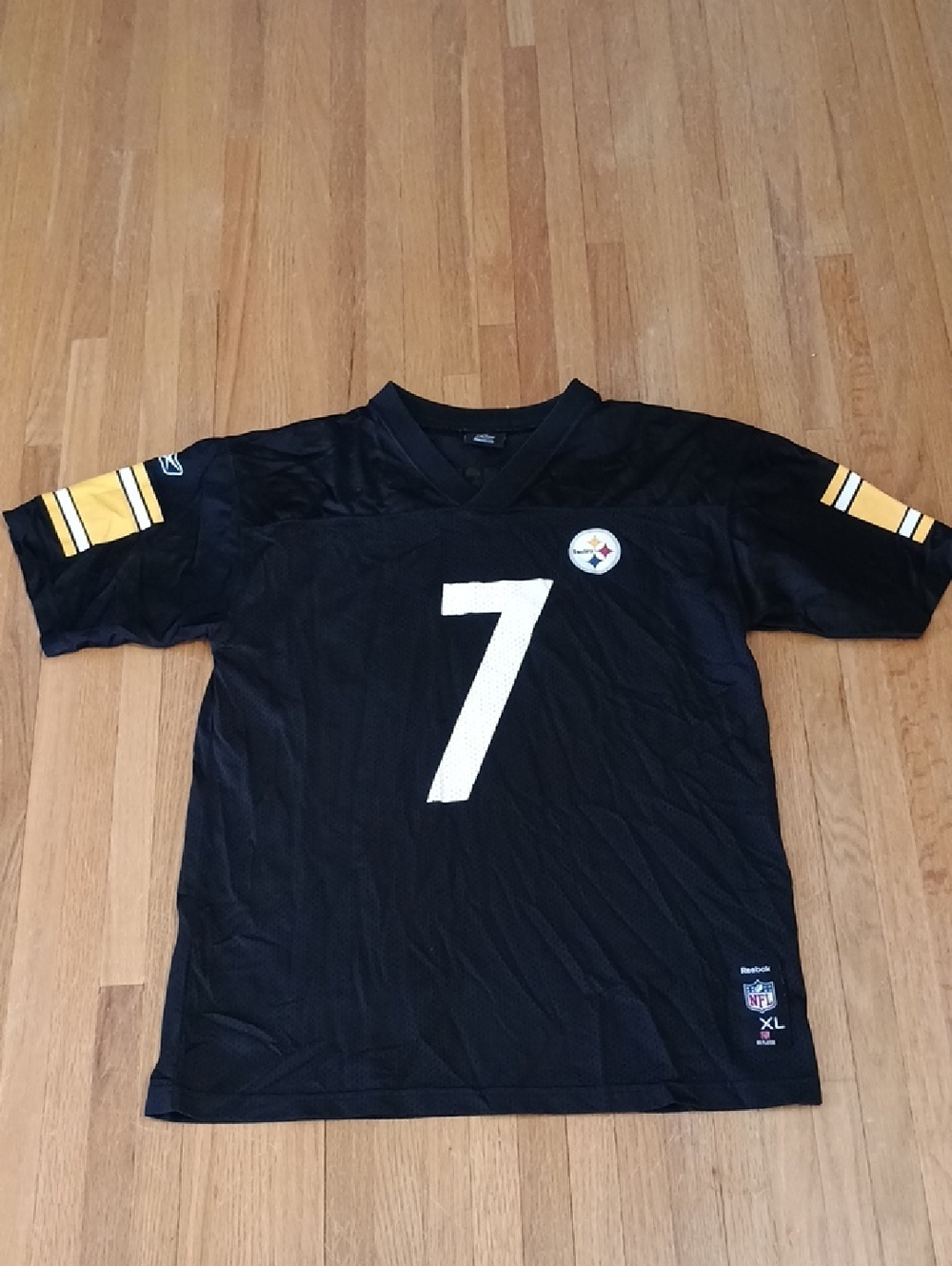 Reebok Black and Gold #7 Men's Football Jersey M Med W XL